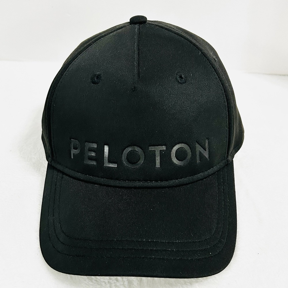Peloton Wordmark Workout Sports Exercise Hat Cap Adjustable Strapback Black - Picture 2 of 5